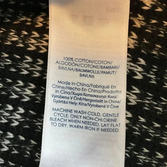 Chaps Womens Black White Patchwork Zip Up Sweater Jacket Long Sleeve Collared MP - Picture 3 of 8